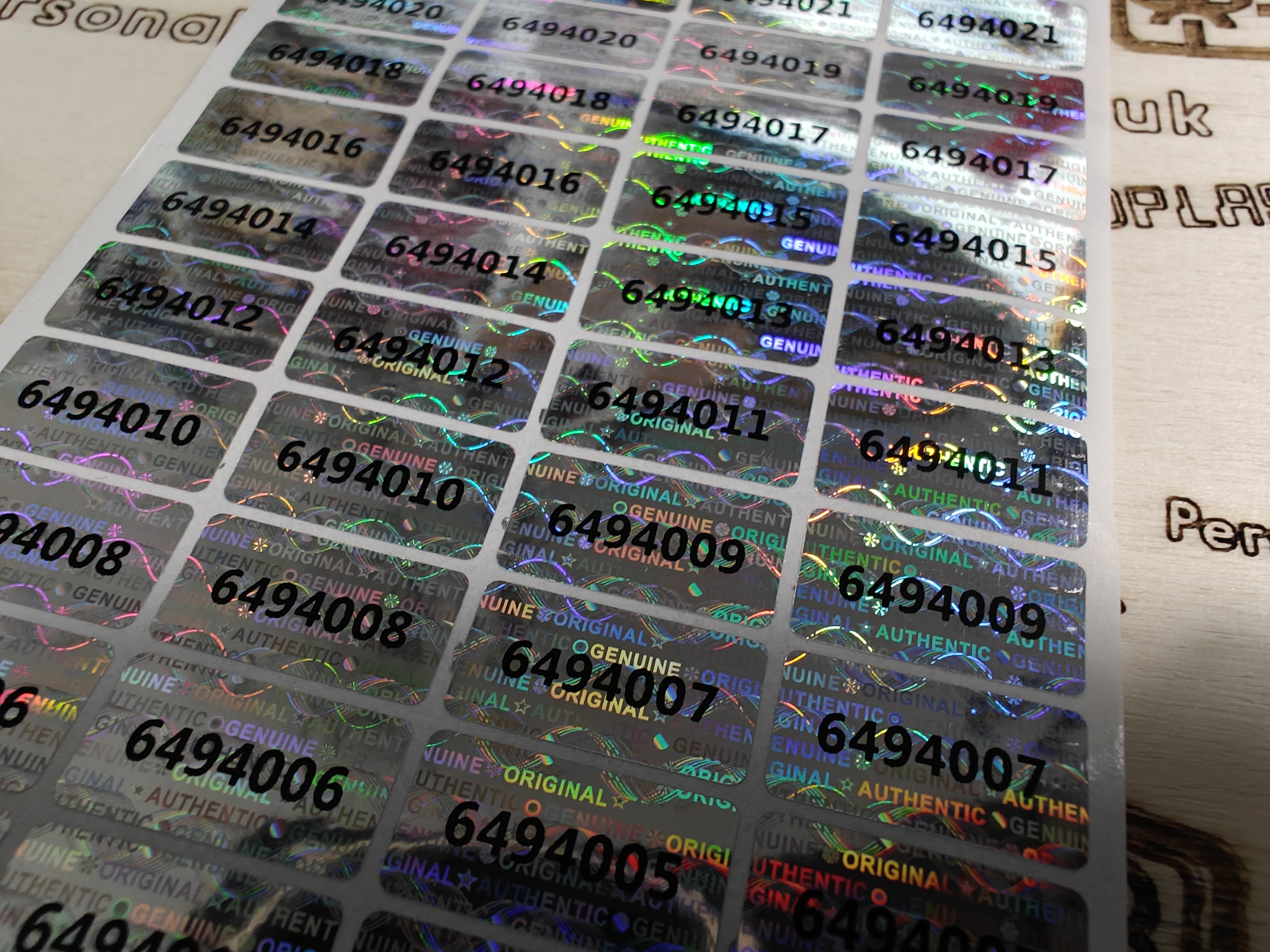 Security Hologram Sticker, Duplicate Numbered. Tamper Evident. 10x20mm. (image for) Security Hologram Sticker, Duplicate Numbered. Tamper Evident. 10x20mm.